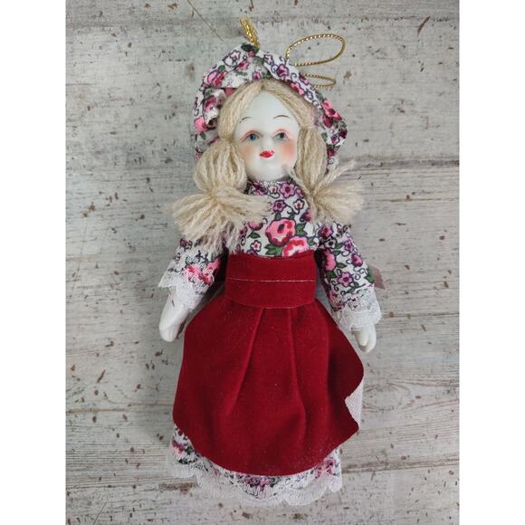 Vintage Porcelain Trim-A-Tree Doll Christmas Ornament Blonde Commodore w/ Box - Picture 2 of 6